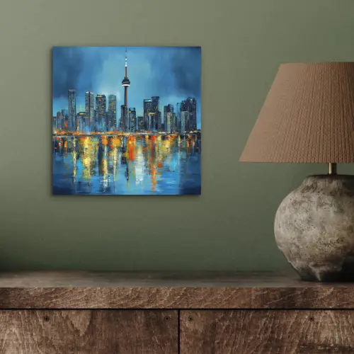 Skyline Toronto - Water - Stadslichten - Toren aluminium wit klein -sfeer2