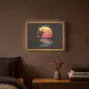 Strand - Minimalistisch - Zon - Oranje Light Box met batterij (Wandlamp) middel -sfeer4