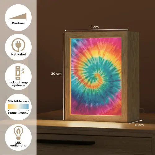 Regenboogkleuren - Tie dye - Light Box met kabel klein -USP_NL