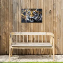 Tijger - Verfspatten - Goud Tuinposter op houten frame 2 cm dik klein -sfeer4