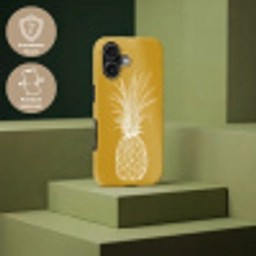 Lijnillustratie - Ananas - Bladkroon - Okergeel Toughcase MagSafe Apple iPhone 17 klein -USP_PrintM_DE