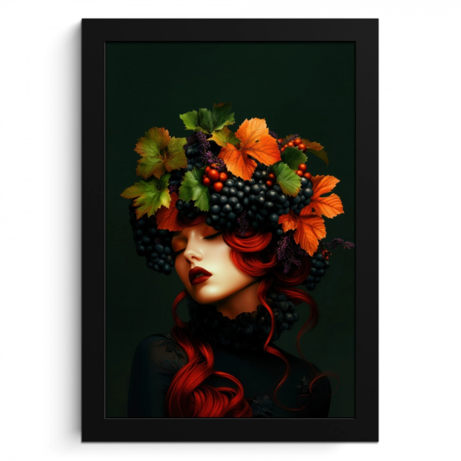 Vrouw - Rood - Groen - Druiven KitchenYeah - Keuken - Fotolijst klein -3d