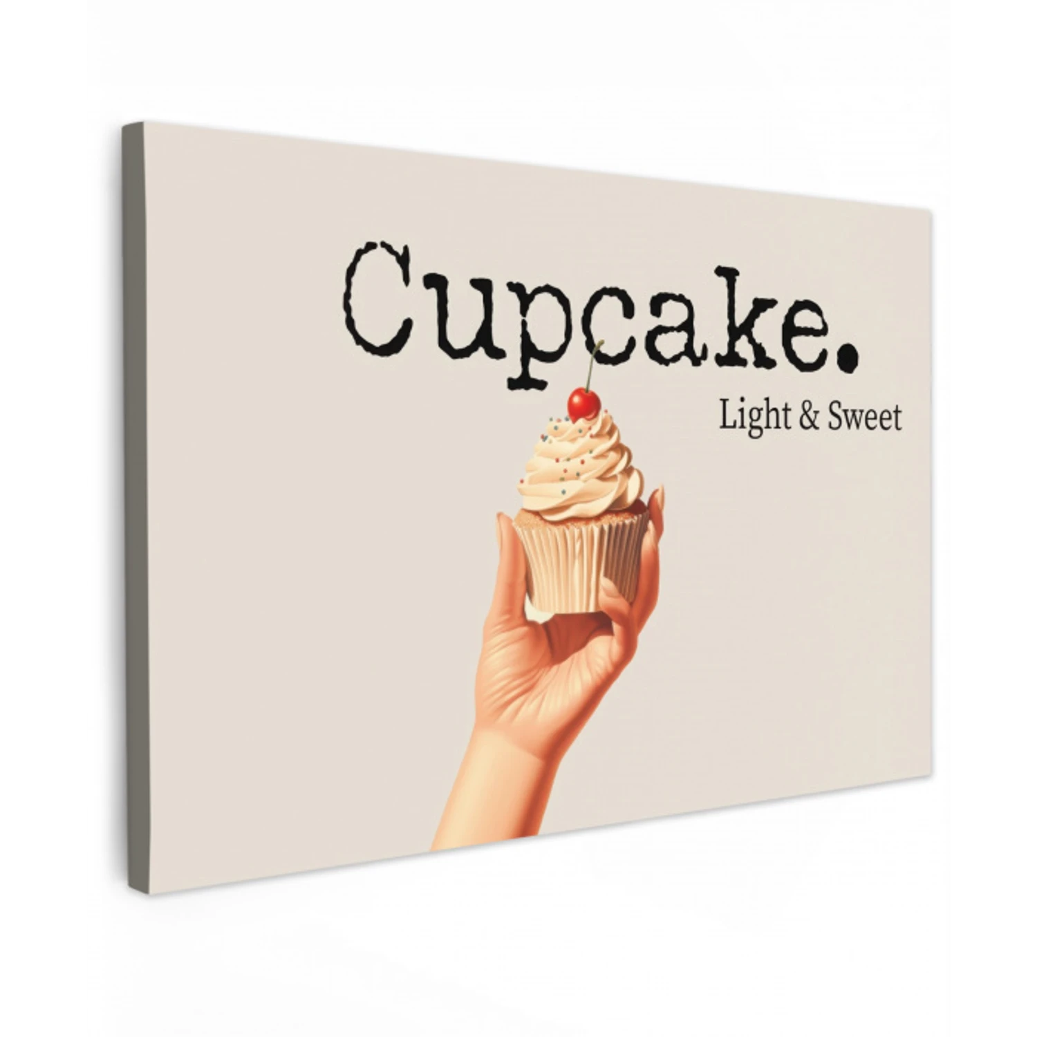 Cupcake - Zoet - Kers Tuinposter op houten frame 2 cm dik klein -3d