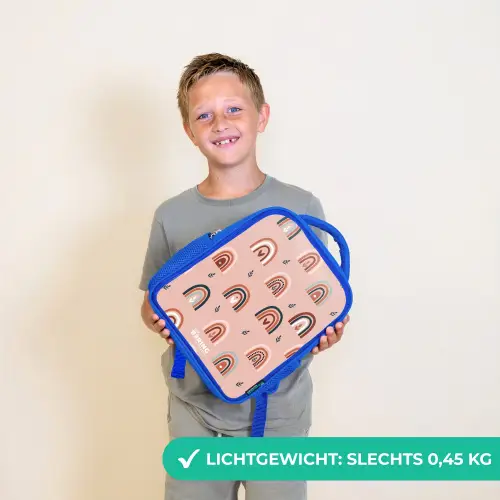 Roze regenbogen patroon Kinderrugzak - Blauw middel -sfeer1_NL