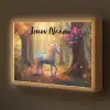 Eenhoorn - Bos - Kleurrijk - Bloemen - Meiden Light Box met batterij (Wandlamp kind) middel -z3d_website