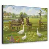 Ezels - Ganzen - Kleurrijk Textielframe zwart klein -3d