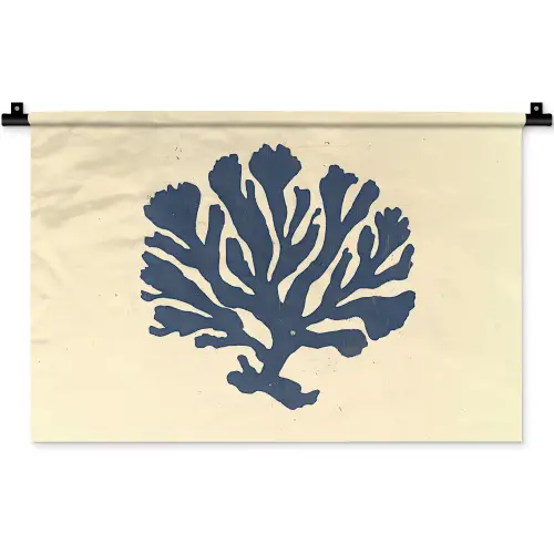 Blauw koraal - Vertakkingen - Beige Wandkleed katoen klein -zz3d