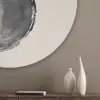 Cirkels - Strepen - Minimalistisch - Zwart Akoestische PET Vilt - Rond klein -sfeer5_closeup