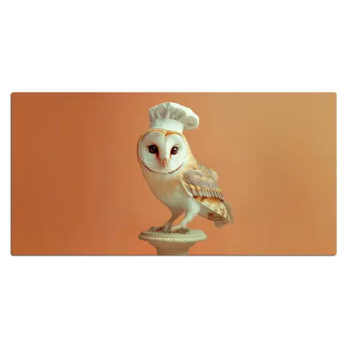Kerkuil - Koksmuts - Oranje - Vogel Muismat XXL klein -3d_leeg