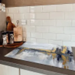 Abstract - Structuur - Goud - Grijs - Modern Inductie beschermer vinyl 3mm klein -sfeer3