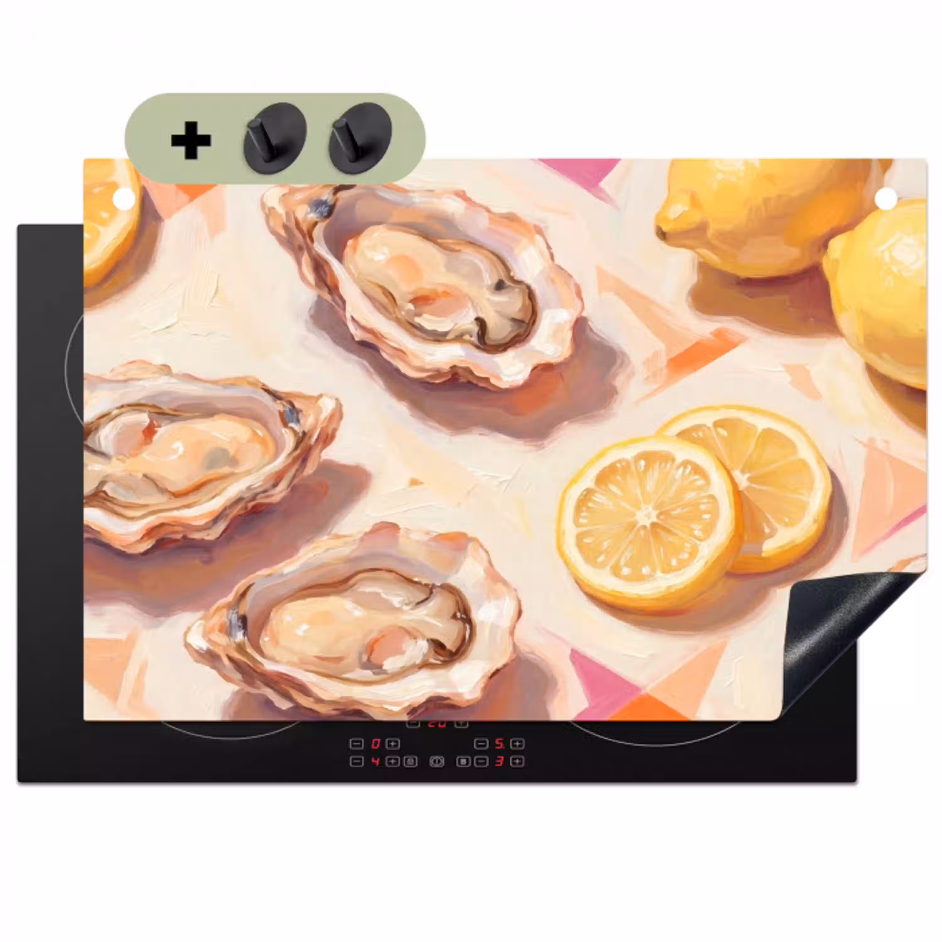 Stilleven - Citroenen - Oesters - Abstract - Oranje Inductie beschemer met haakjes klein -3d