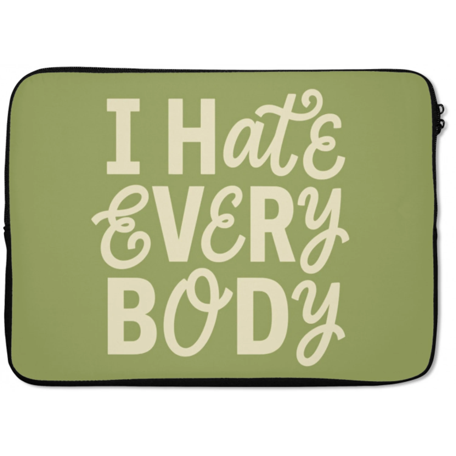 I hate everybody - Groen - Retro laptophoes neopreen klein -zkaufland3dotto