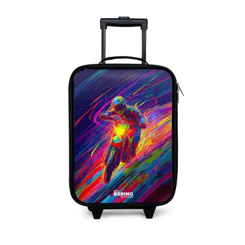 Crossmotor - Neonkleuren - Lijnen - Helm Kinderkoffer - Zwart klein -3d