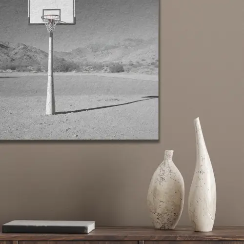 Basketbalpaal - Landschap - Zand - Wit PET vilt klein -sfeer6_closeup