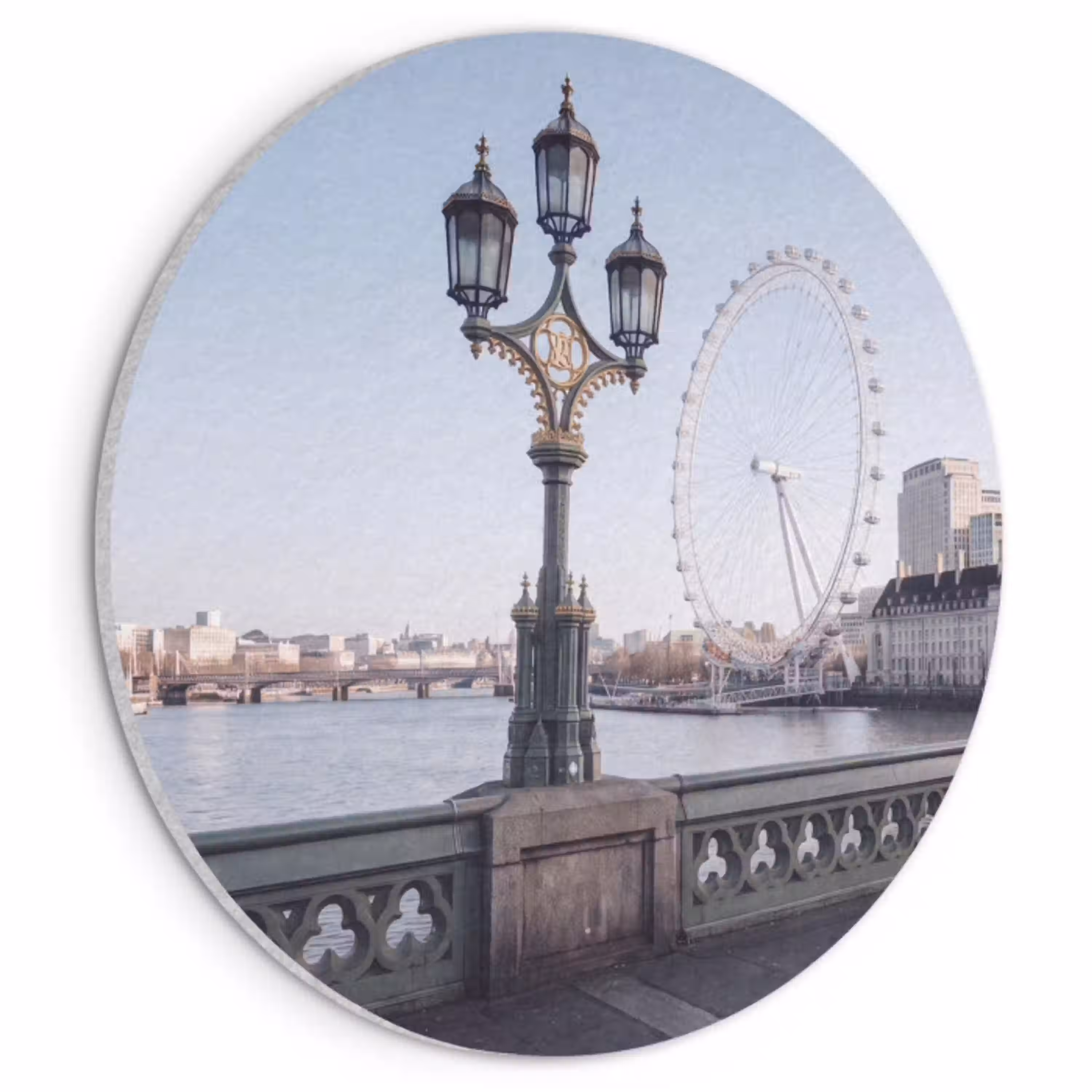Reuzenrad - Londen - Stad - Architectuur - Brug Akoestische PET Vilt - Rond klein -3d