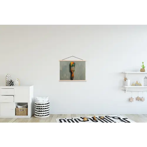 Verf - Kwast - Schilderij textielposter latten blank klein -kinderkamer