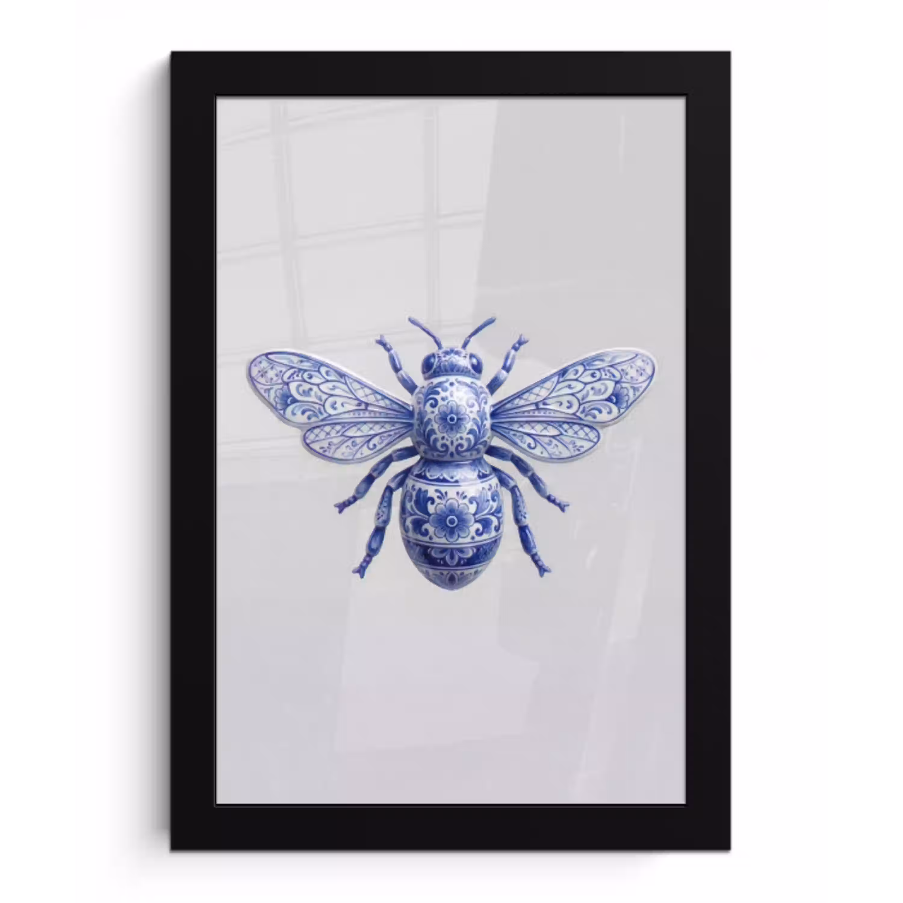 Bij - Modern - Delfts - Blauw fotolijst zwart zonder passe partout klein -3d