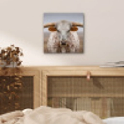 Longhorn - Grasveld - Dier aluminium wit klein -sfeer3