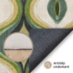 Abstract - Ritmisch - Groen Vloerkleed Rechthoek klein 1091 -uniquesellingpoint_antislip_NL_DE