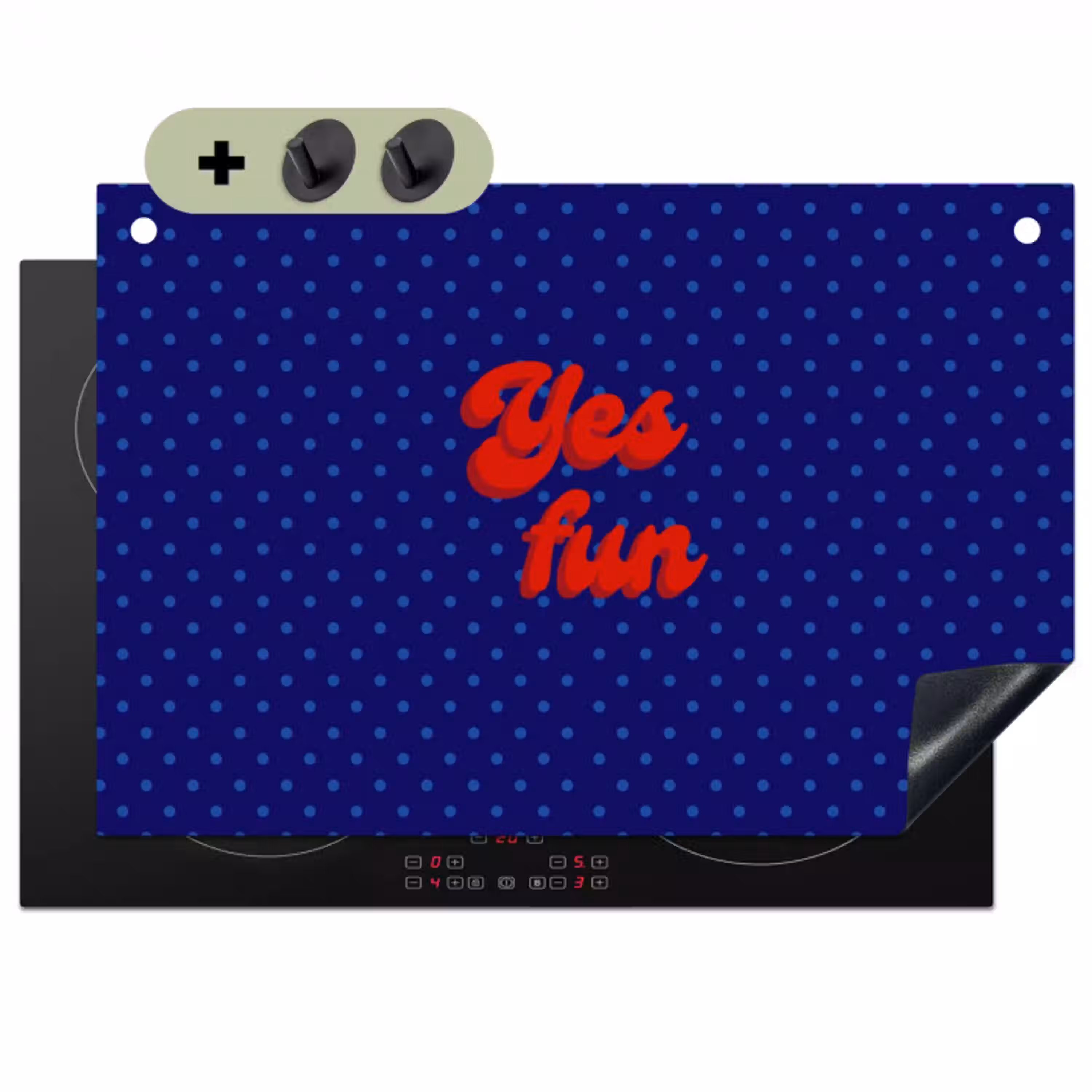 Yes fun - Rood - Blauw - Stippen Inductie beschemer met haakjes klein -3d