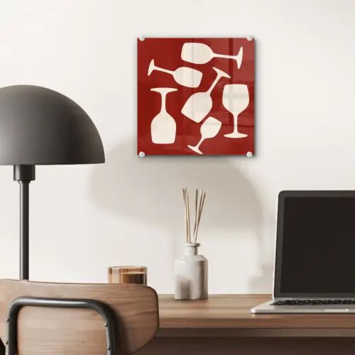 Wijnglazen - Silhouetten - Wit plexiglas 5mm klein -sfeer6