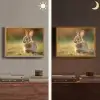Konijntje - Bruin - Gras Light Box met batterij (Wandlamp) middel -sfeer3