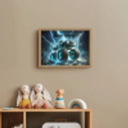 Monstertruck - Bliksem - Blauw - Jongens - Auto Light Box met batterij (Wandlamp kind) middel -sfeer2_kind