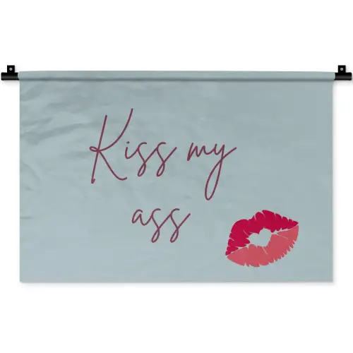 Kiss my ass - Lip - Blauw Wandkleed katoen klein -zz3d