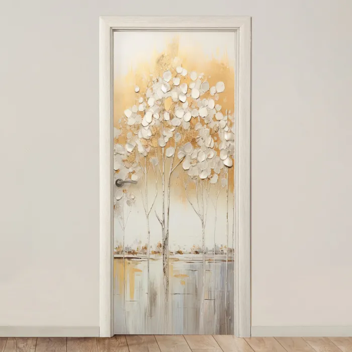 Bomen - Kunst - Acryl - Natuur deurposter klein -3d_beige