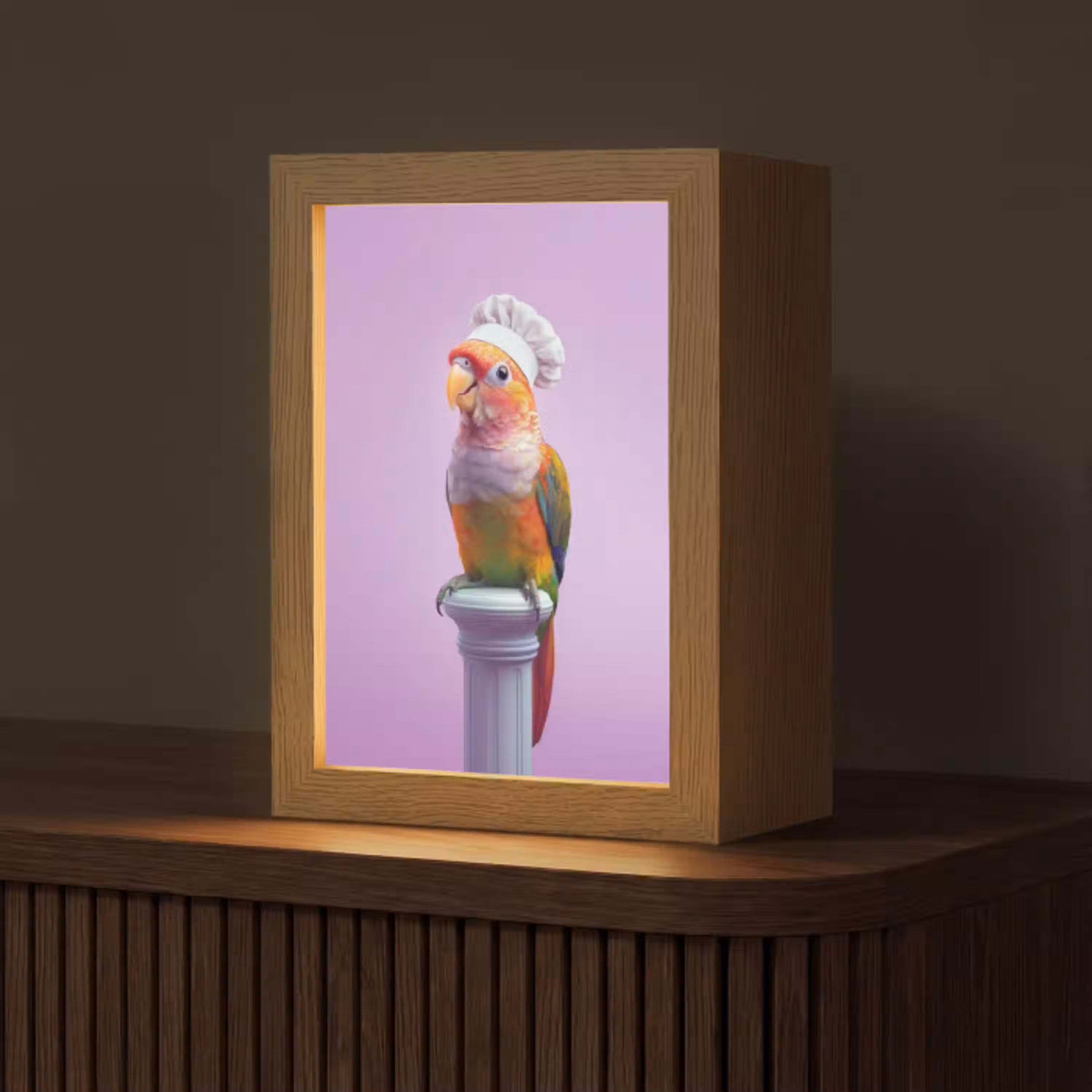 Papegaai - Koksmuts - Pilaar - Vogel Light Box met kabel (Tafellamp) klein -z3d_website