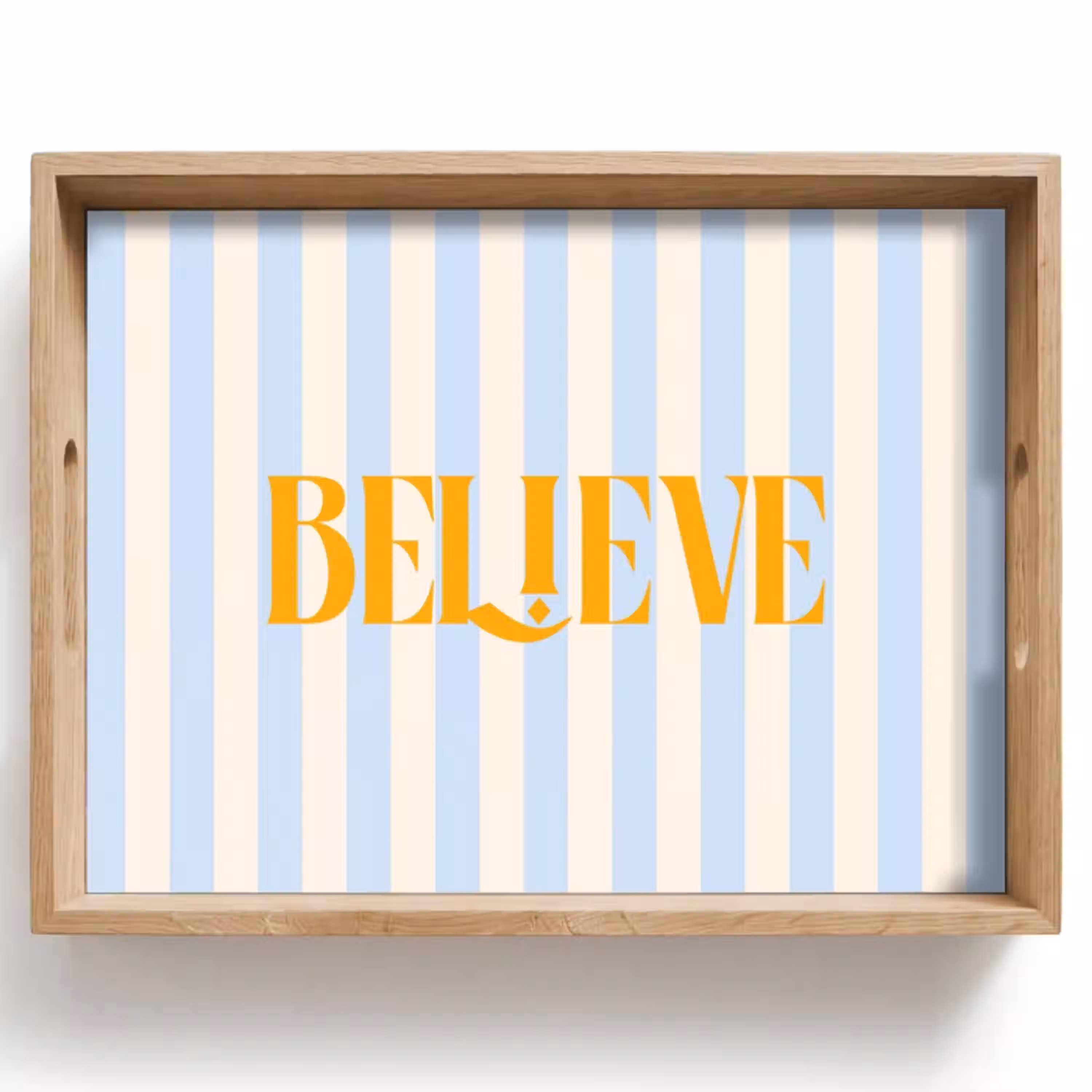 Oranje - Blauw - Strepen - Believe Dienblad Rechthoek middel -z3d_shopping