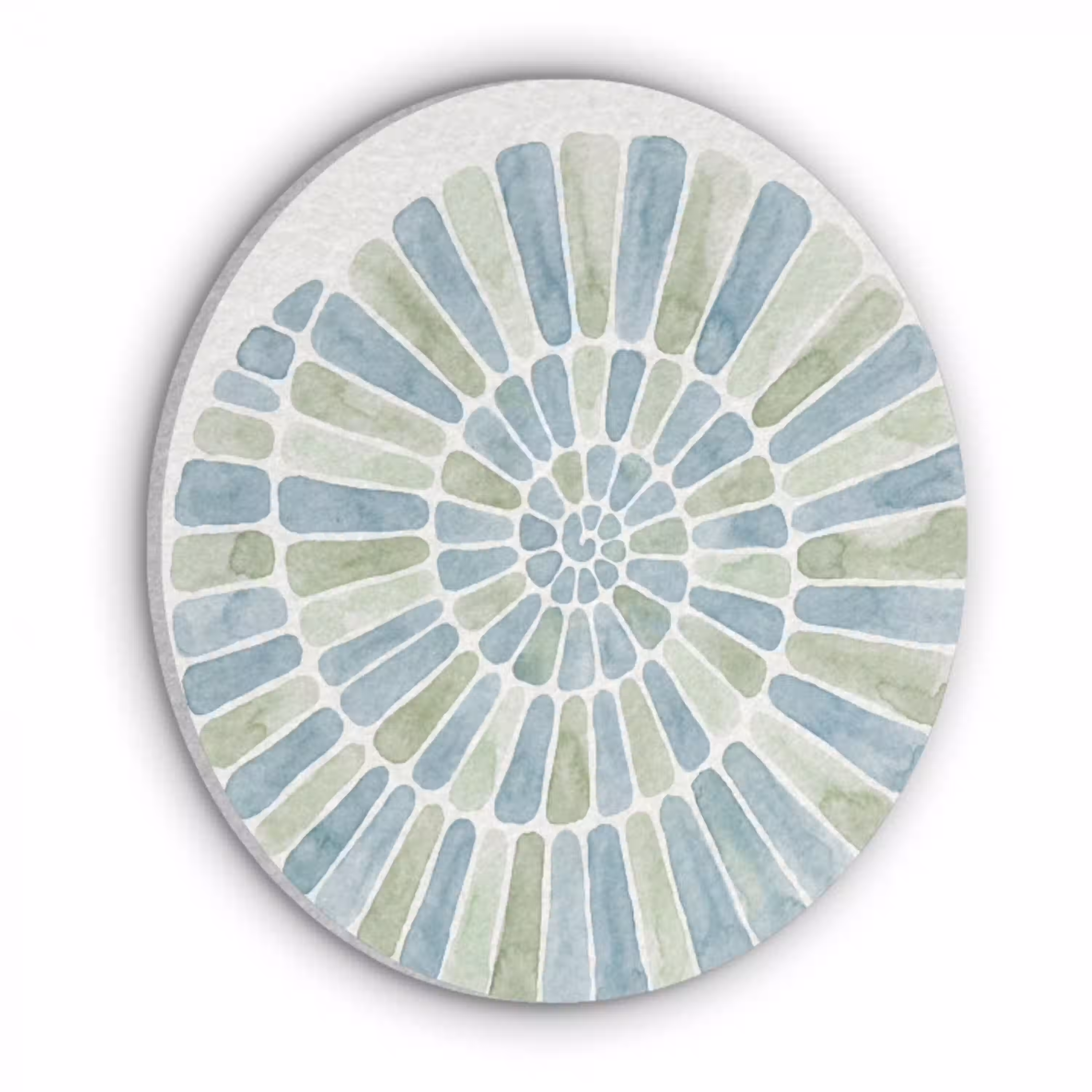 Abstract - Spiraal - Patroon - Modern - Blauw-Groen Akoestische PET Vilt - Rond klein -3d