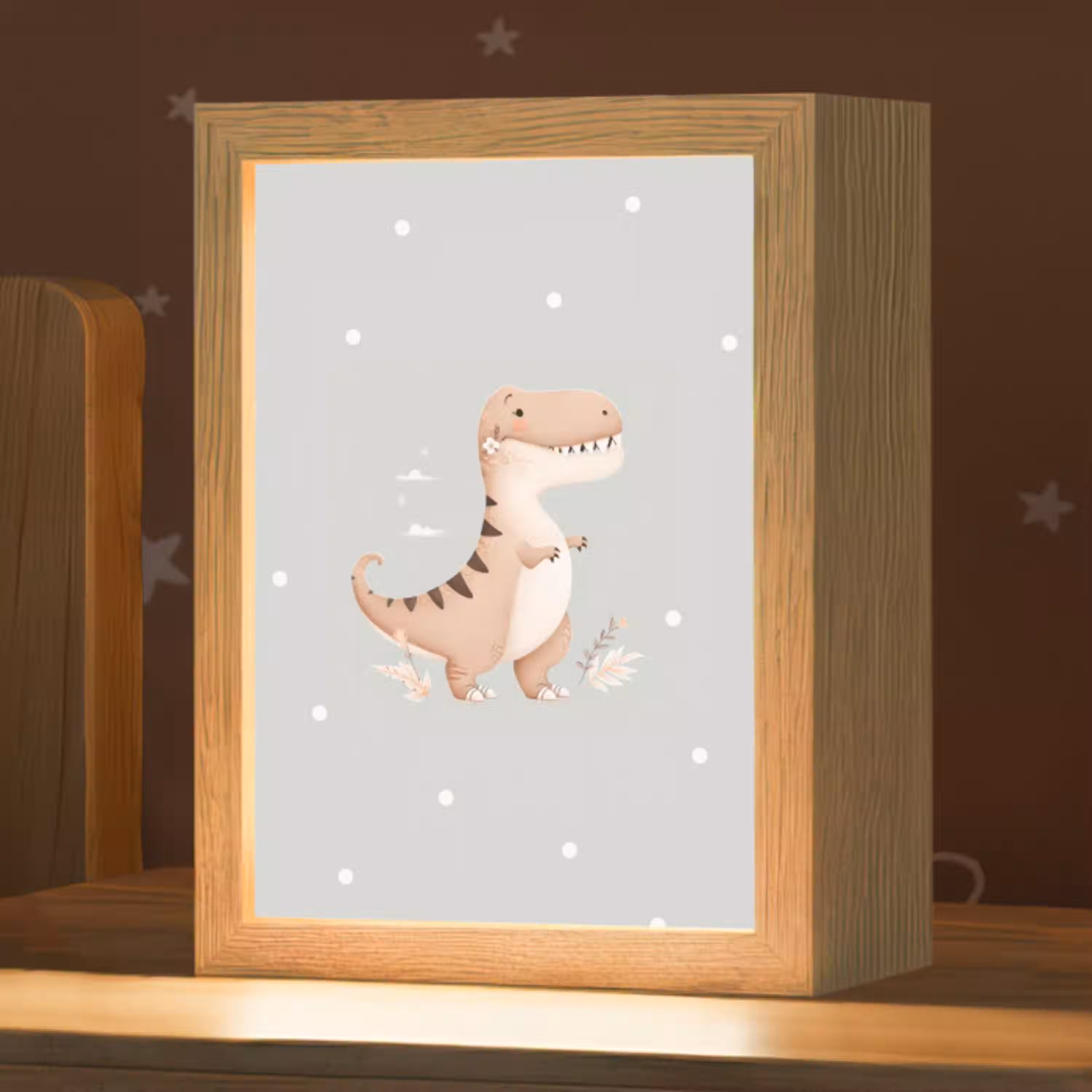 Dino  - Bloemen - Blauw - Stippen Light Box met kabel klein -zzz_3d_website