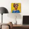 Frida Kahlo - Vrouw - Geel - Blauw - Bloemen plexiglas 5mm klein -sfeer6
