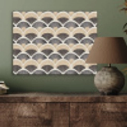 Waaier - Patroon - Zwart - Beige PET vilt klein 837 -sfeer2