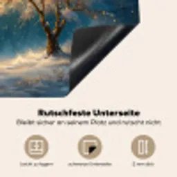 Levensboom - Nacht - Donker - Blauw Inductie beschermer vinyl 3mm middel -tsfeer4_DE
