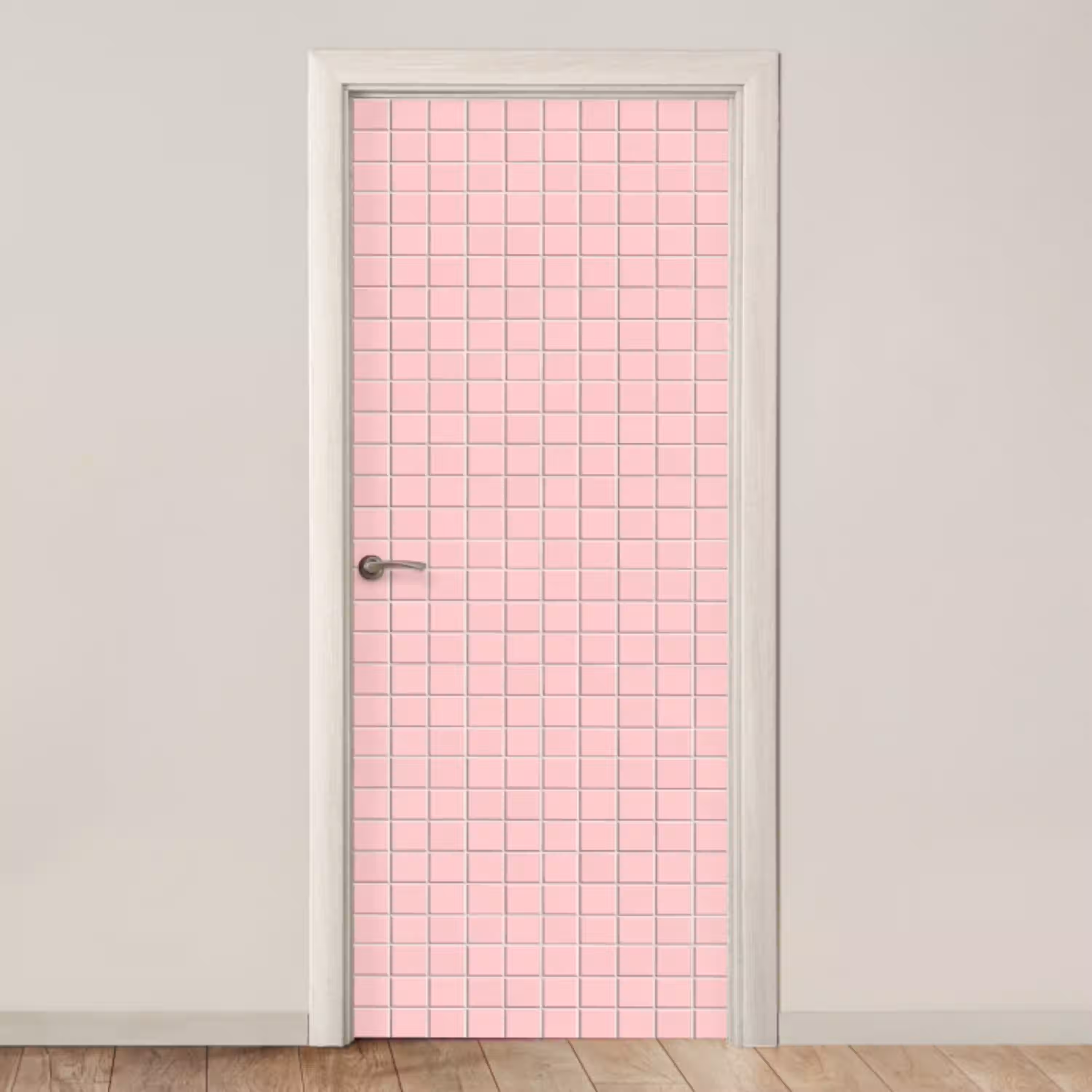Patroon - Tegel - Pastelroze deurposter klein 289 -3d_beige