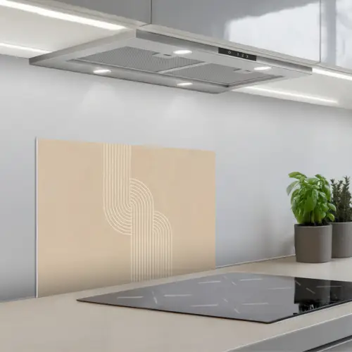 Parallelle lijnen - Lichte textuur - Beige keuken achterwand spatscherm klein -3d_schuin