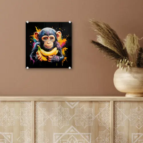 Aap - Graffiti - Kleurrijk - Bananen - Modern plexiglas 5mm klein -sfeer5