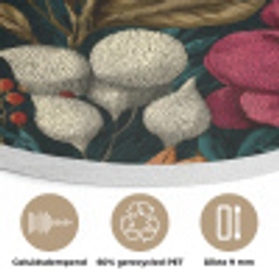 Bloemen - Patroon - Rood - Goud Akoestische PET Vilt - Rond klein 838 -closeup_NL