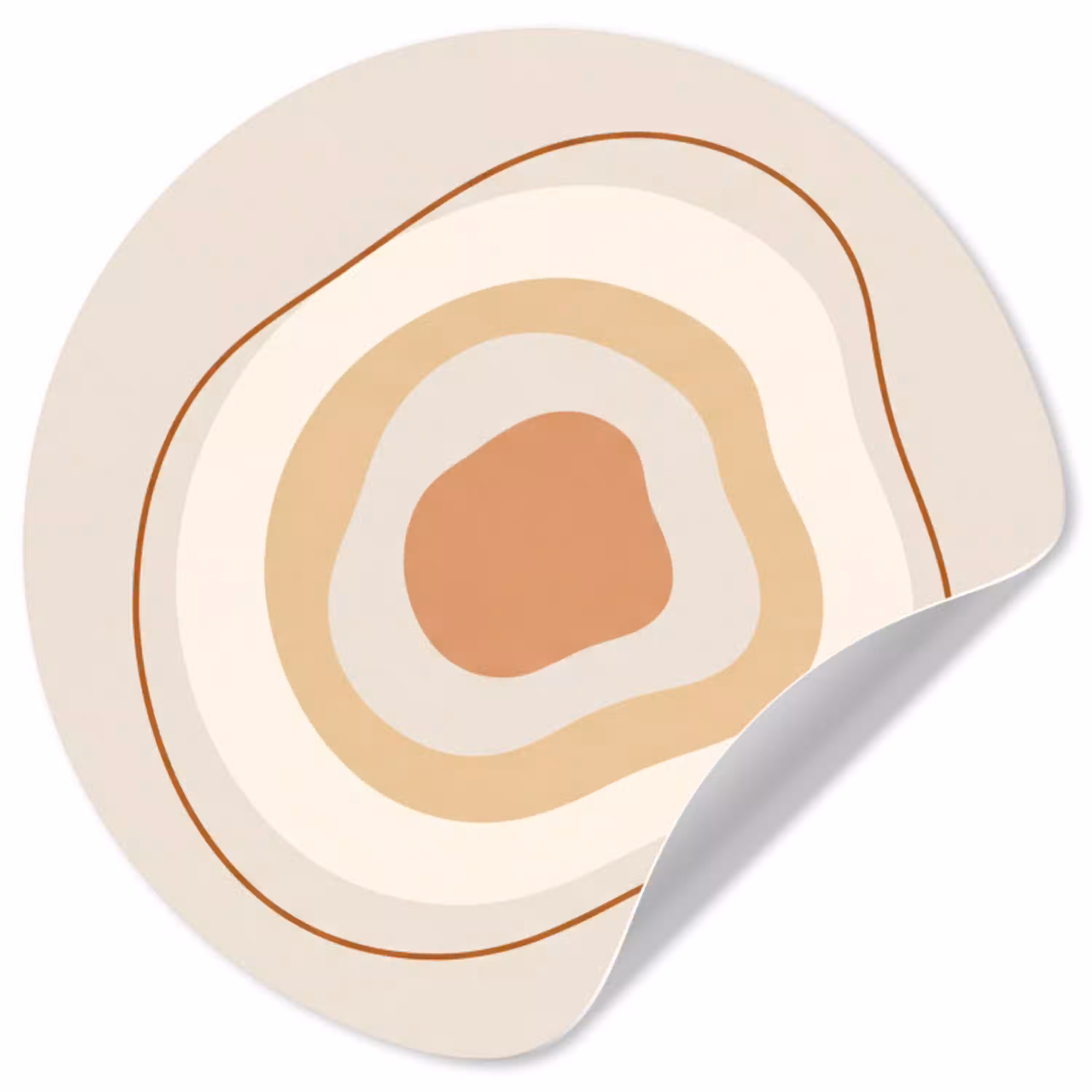 Abstract - Organisch - Modern - Beige - Kunst Wandcirkel behangsticker klein -3d