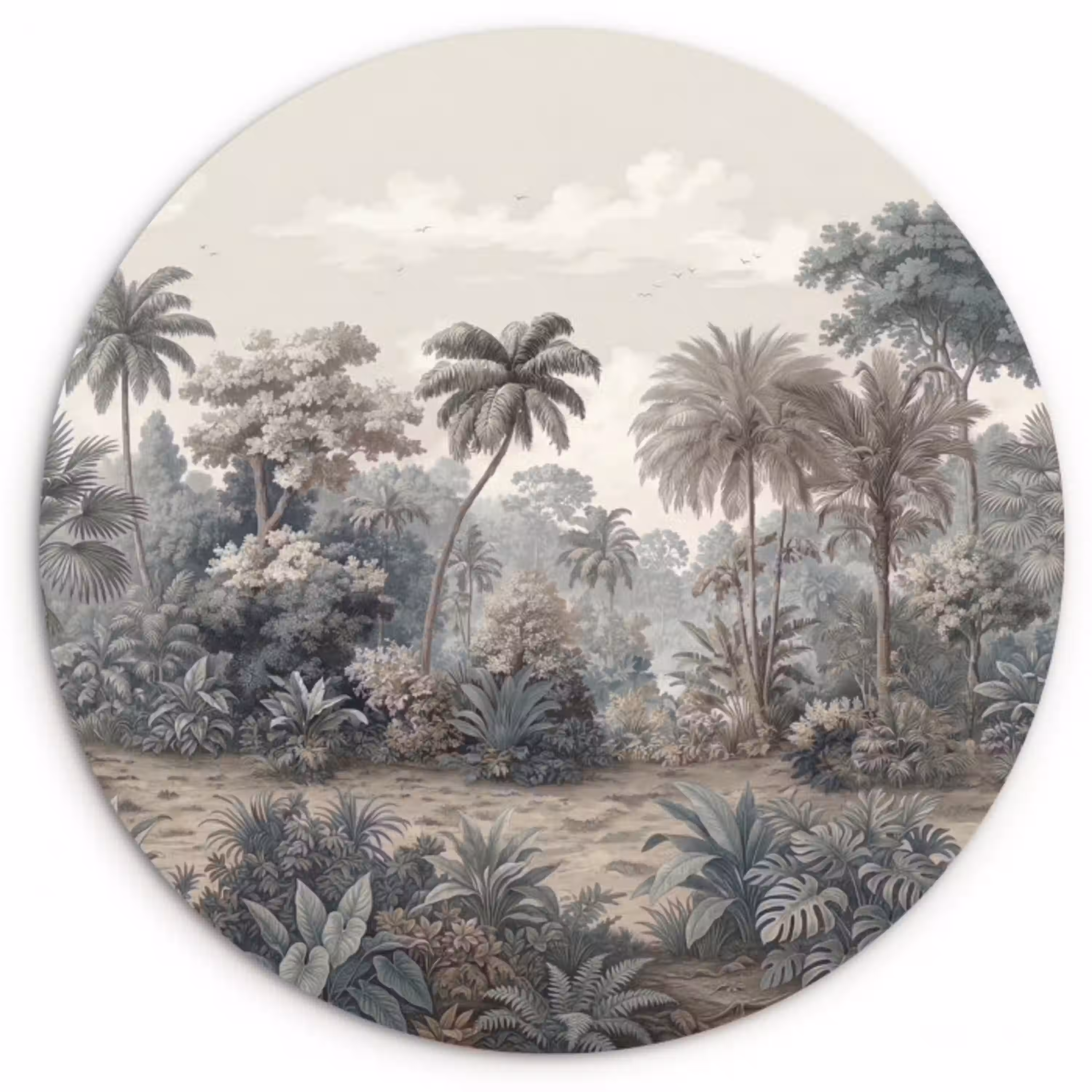 Tropisch - Landschap - Illustratie Wandcirkel kunststof plaat 5mm dik klein -3d