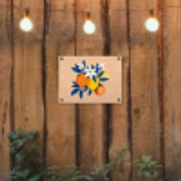 Illustratie - Sinaasappels - Donkerblauw - Bloemen tuinposter los doek klein -sfeer1