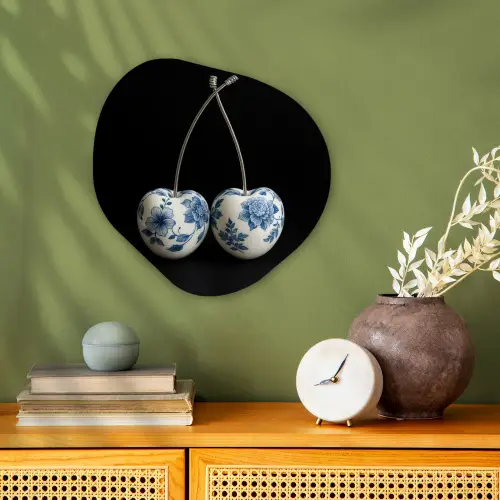 Kersen - Delfts blauw - Fruit Wandcirkel Organisch Forex 3mm klein -sfeer2