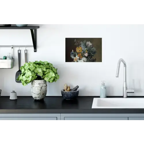 Stilleven met bloemen - Schilderij van Eelke Jelles Eelkema Muursticker klein -keuken