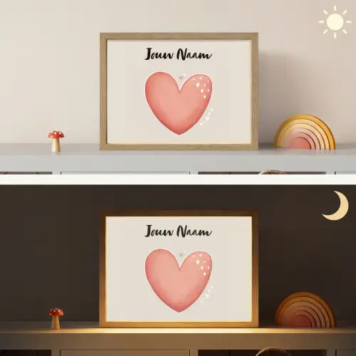 Hart - Rood - Minimalistisch Light Box met batterij (Wandlamp kind) middel -sfeer3_kind