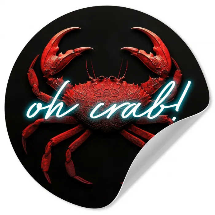 Krab - Rood - Neon - Quote Wandcirkel behangsticker klein -3d
