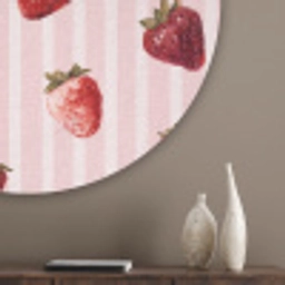 Strepen - Aardbei - Roze Akoestische PET Vilt - Rond klein 838 -sfeer5_closeup