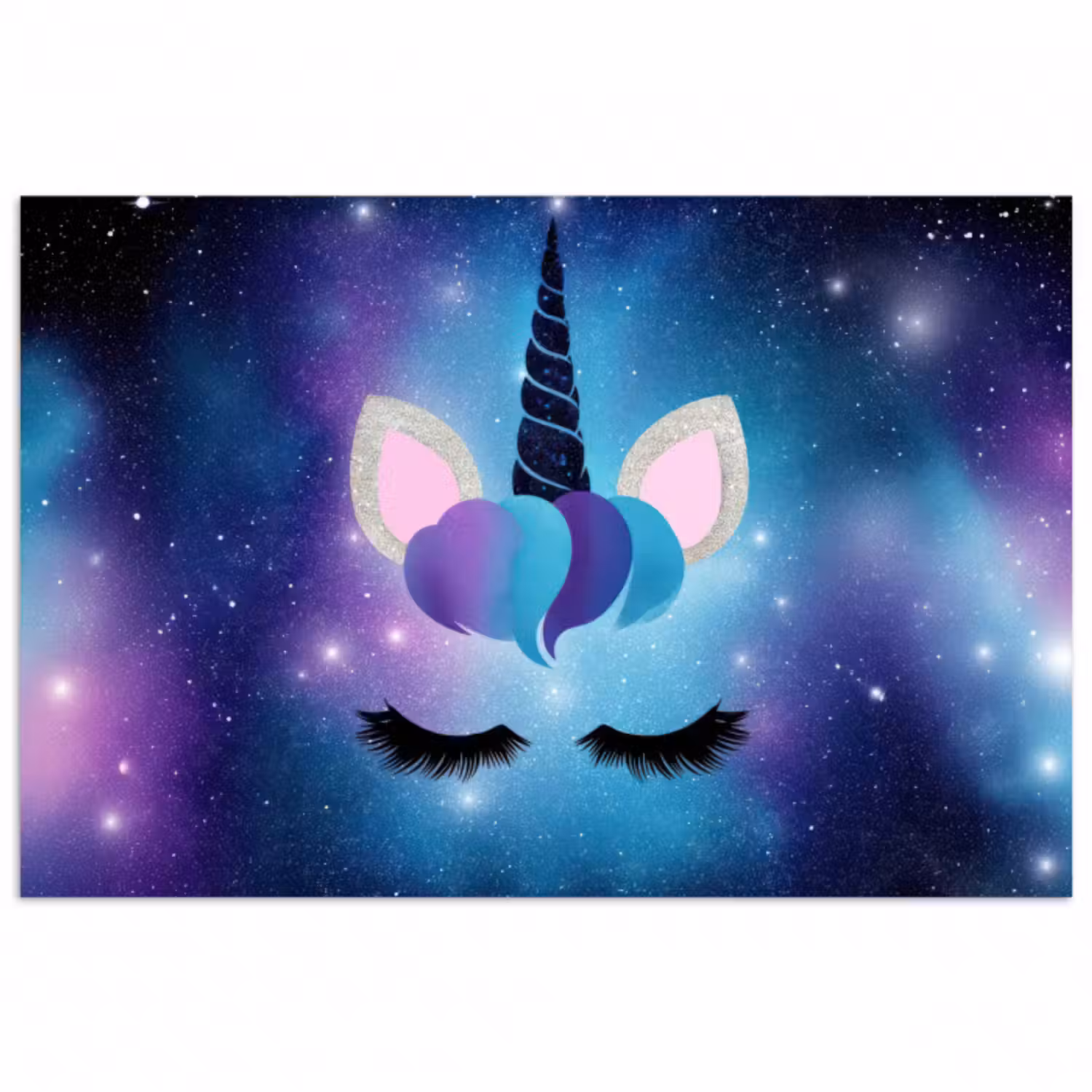Poster - Einhorn - Sterne - Blau