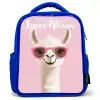 Lama - Wit - Zonnebril - Wimpers Kinderrugzak - Blauw middel -3d